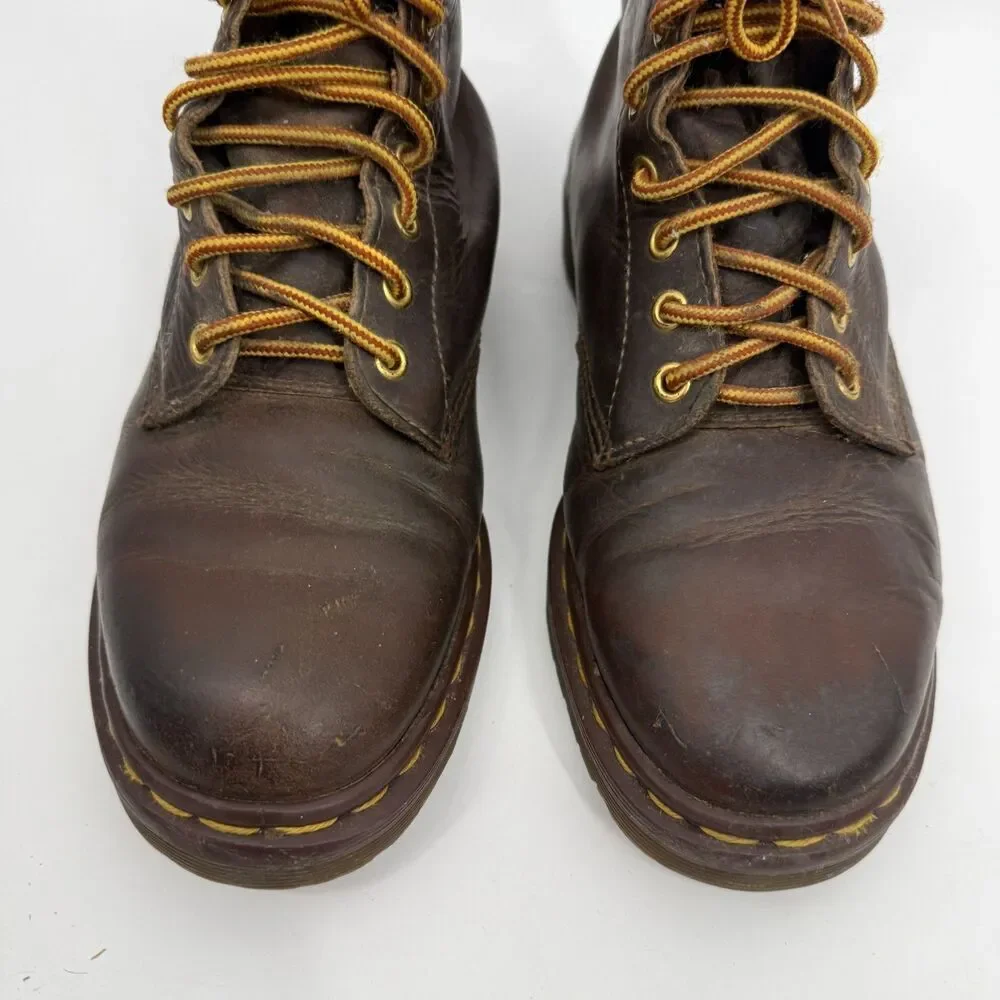 Dr. Martens 1460 Crazy Horse Brown Boots Made in England Vintage Mid Size 10.5?
